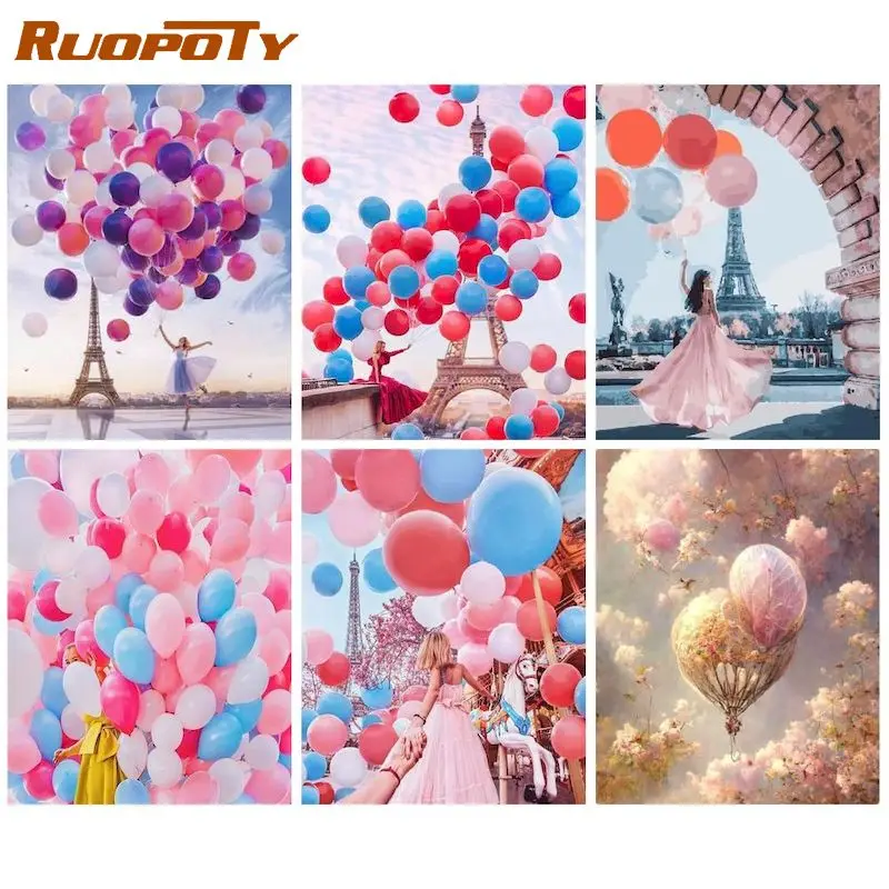 

RUOPOTY Coloring By Number Balloon Kits Painting By Number Scenery DIY Frame Modern Drawing On Canvas HandPainted Art Gift