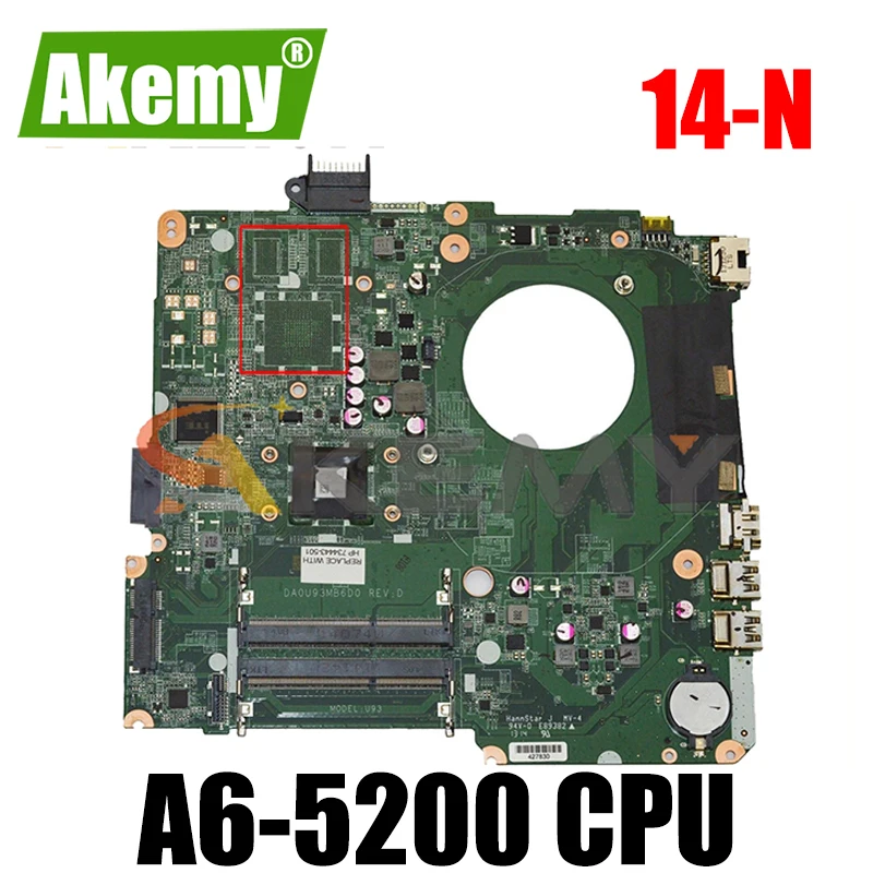 

U93 Laptop motherboard For HP Pavillion 14-N 14' Inch AM5200 Notebook Mainboard DA0U93MB6D0 REV:D DDR3