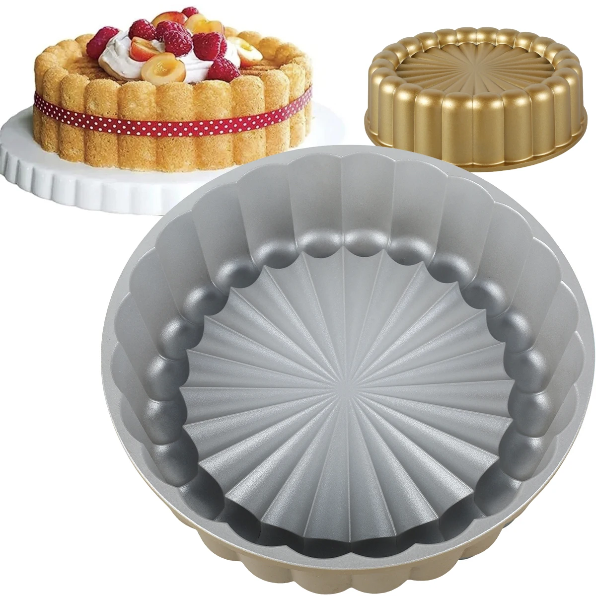 

Charlotte Cake Pan Cast Aluminium Cake Mold Non-Stick Baking Tray 24x7cm Easy Release Cake Baking Pan Kitchen Accessories for