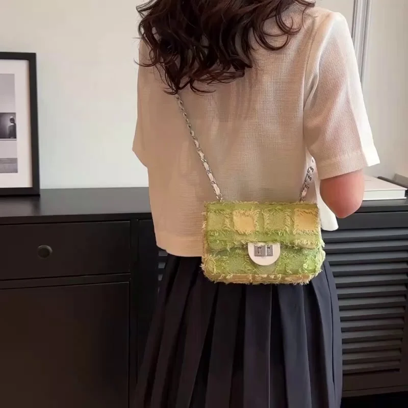 

Summer New Fashion Canvas Crossbody Bag For Women Luxury Trend Designer Chain Shoulder Square Messenger Cумка