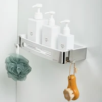 shower caddy organizer basketrustproof 304 stainless stee bathroom shelf wall mount storage with 2 hooks for kitchen