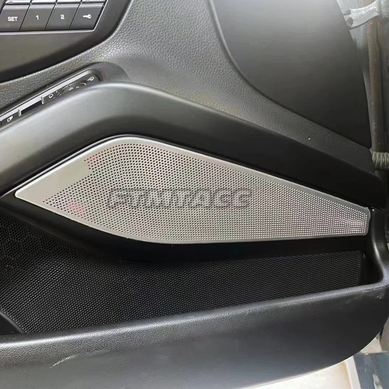 Декоративная рамка для громкоговорителя двери автомобиля Porsche 718 Boxster Cayman 2018 2019 2020, хромированная, наклейка на интерьер.