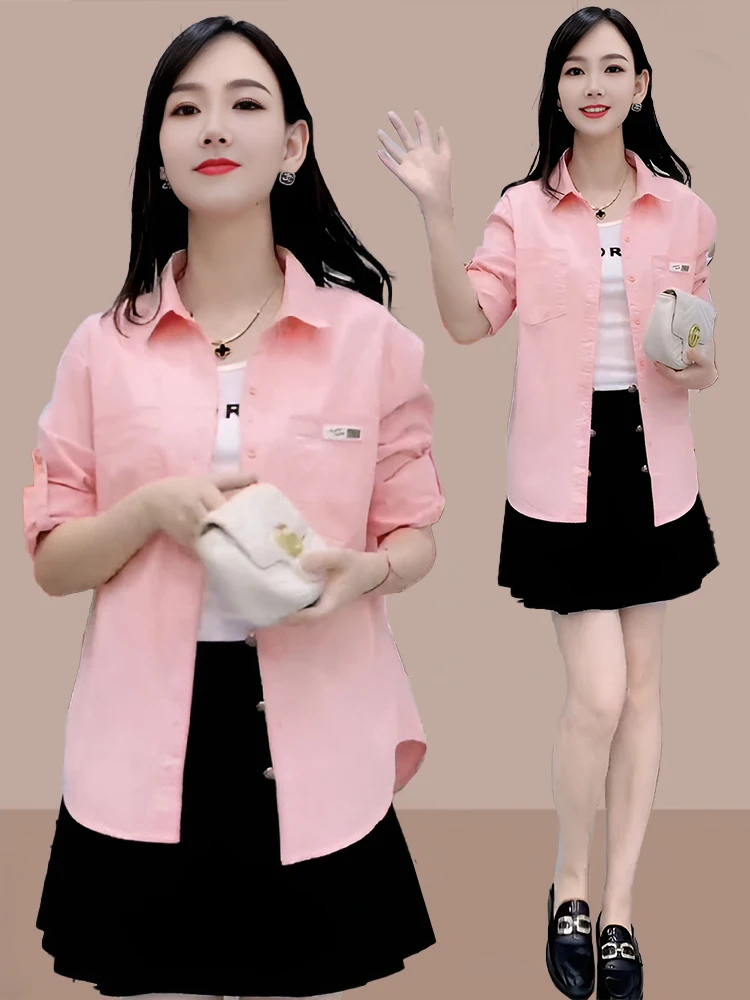 Осень 2024 новые простые и стильные рубашки женская одежда свободная маленькая