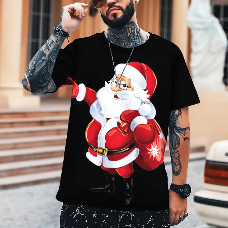 

2022 Men’s Shirt New Design Santa Claus Christmas Casual Sports Shirt Crew Neck T-shirt 3D Printing Loose Oversized 5XL
