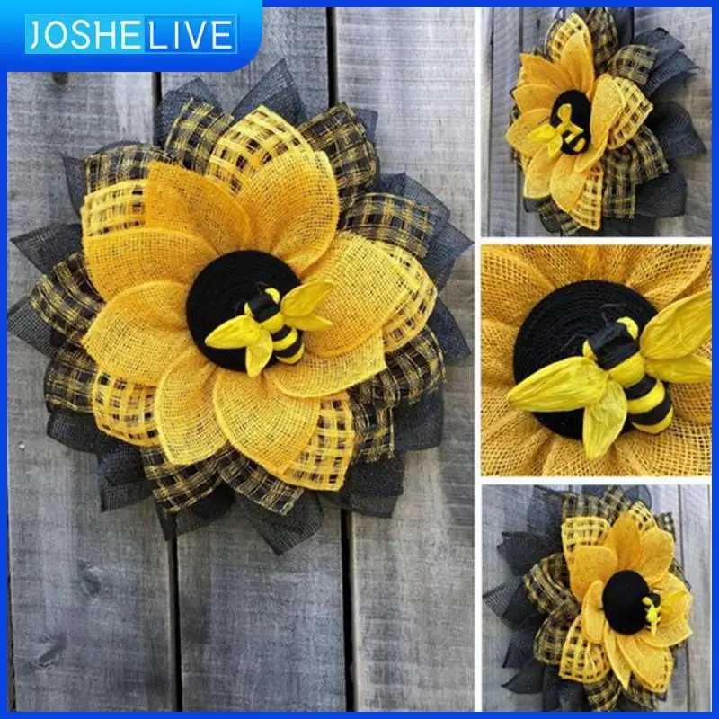 

Versatile Door Hanging Pendants Artificial Festival Ornaments Decorative Accessory Cute Bee Sunflower Wreath Flower Garland