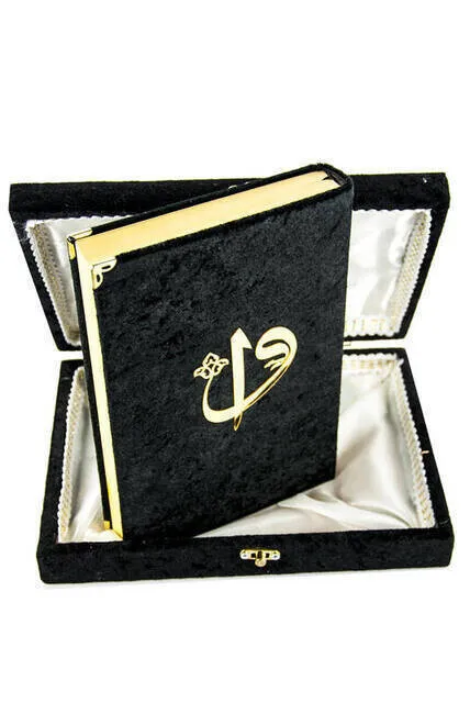 

IQRAH Velvet Lined of the Quran-Simple Arabic-Medium Size-Computer Dial-Boxed-Alif Vav Patterned-Black Color
