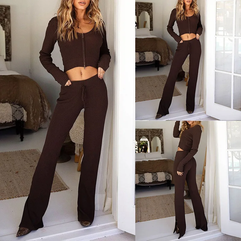 

2022 Fall New Women's Solid Color Long Sleeve Slim Fit Zipper Suit