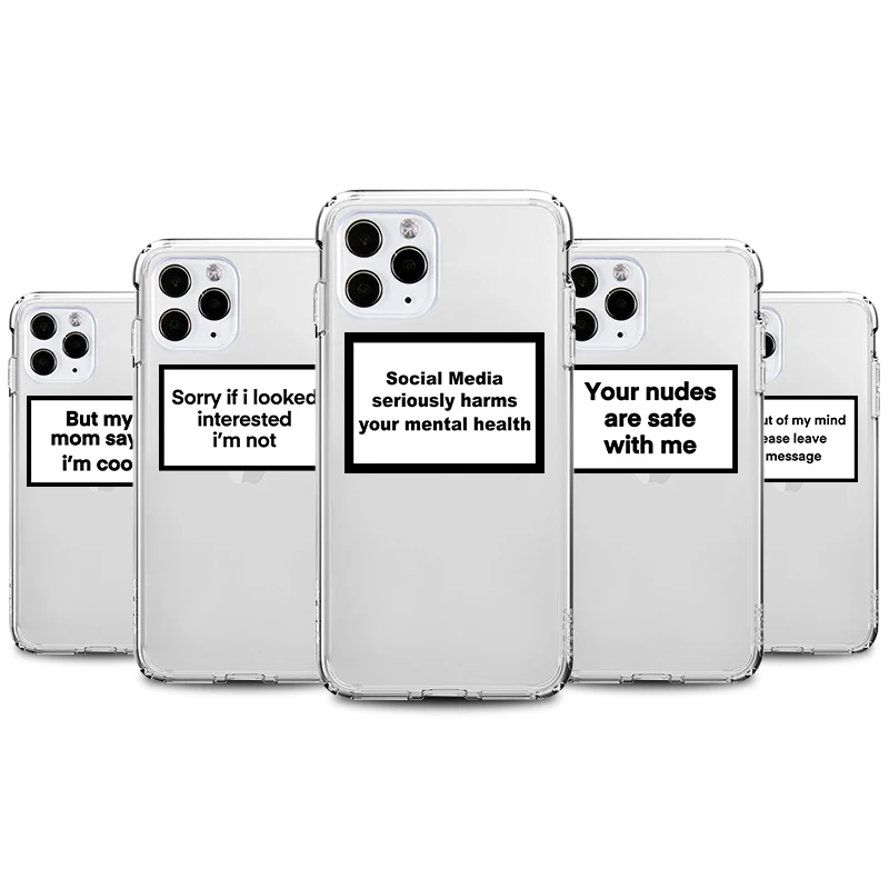 

Anti-knock Phone Case for iPhone SE 11 8 7 6s Plus Pro X XS MAX XR Fitted Cases Funny Letter Silicone TPU Back Cover Accessories