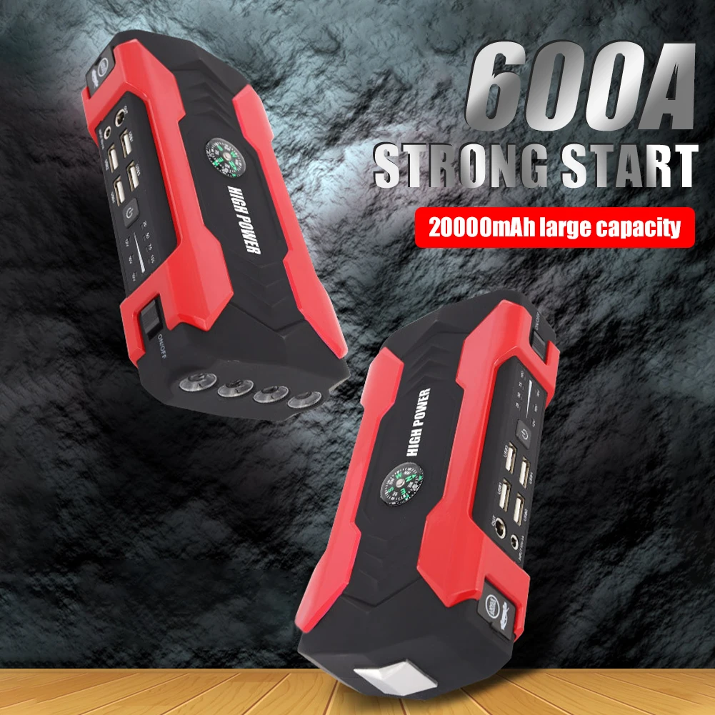 

Car Battery Jump Starter Portable Emergency 12V Car Battery Booster 15V/1A 4 USB 20000mAh Wireless Charging LED Flashlight