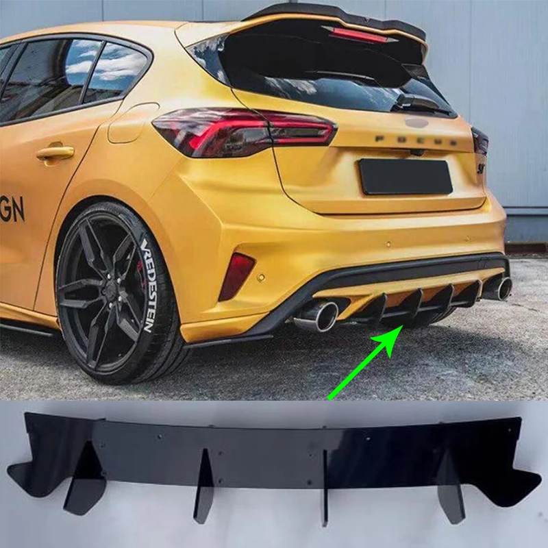 

Black Car Rear Bumper Diffuser Tail Apron Flaps Spoiler for Ford Focus Hatchback 2019 2020 2021 Car Accessories