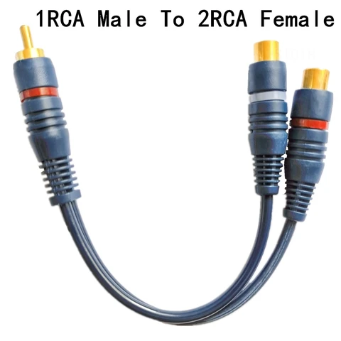 Линейный медный аудиокабель 2 RCA «мама» на 1 RCA «папа», темно-синий, 0,2 м