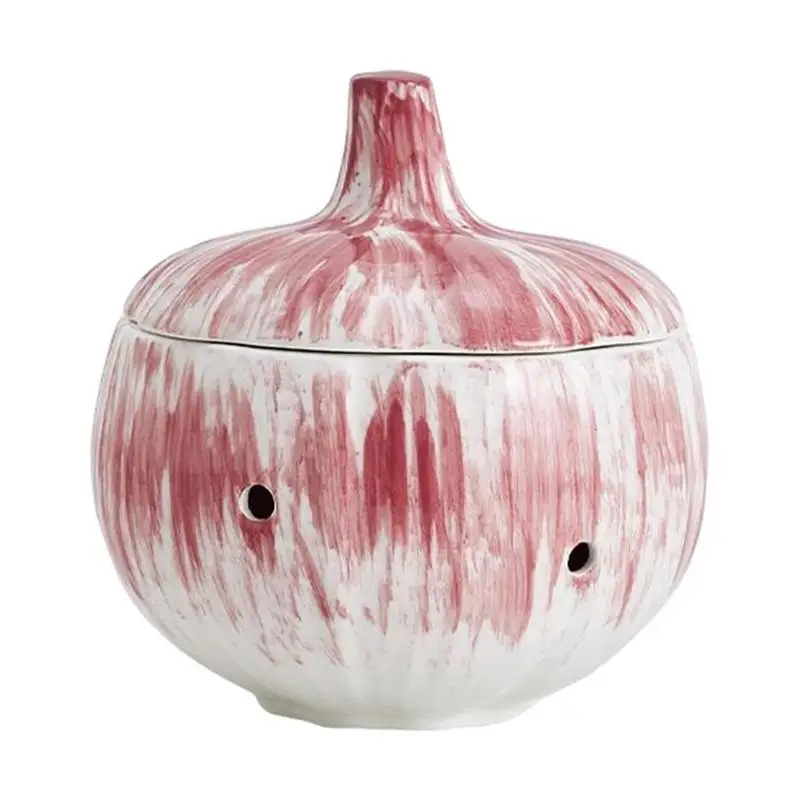

Garlic Container Ceramic Garlic Jar Vent Design Dried Chilli Container Saver With Lid For Home Countertop