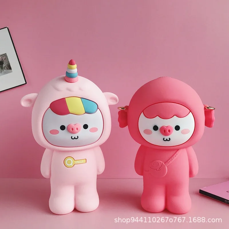 

Kawaii Plastic Pencil Case Cute Animal Badge Pink Pencilcases Large School Pencil Bags for Maiden Girl Stationery Supplies