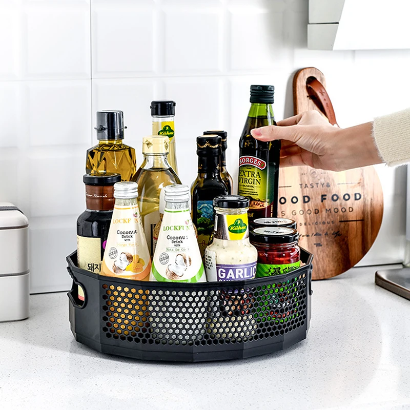 

360°rotating Storage Rack Department Box Tray Kitchen Shelf Plastic Seasoning Spice Jar Plate Holder Kitchen accessories
