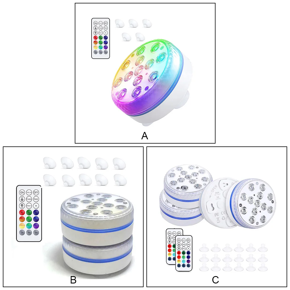 

Waterproof Underwater Light LED Pool Night Lamp Suction Cup Decorative Fountain Bowl Submersible Decor Wedding