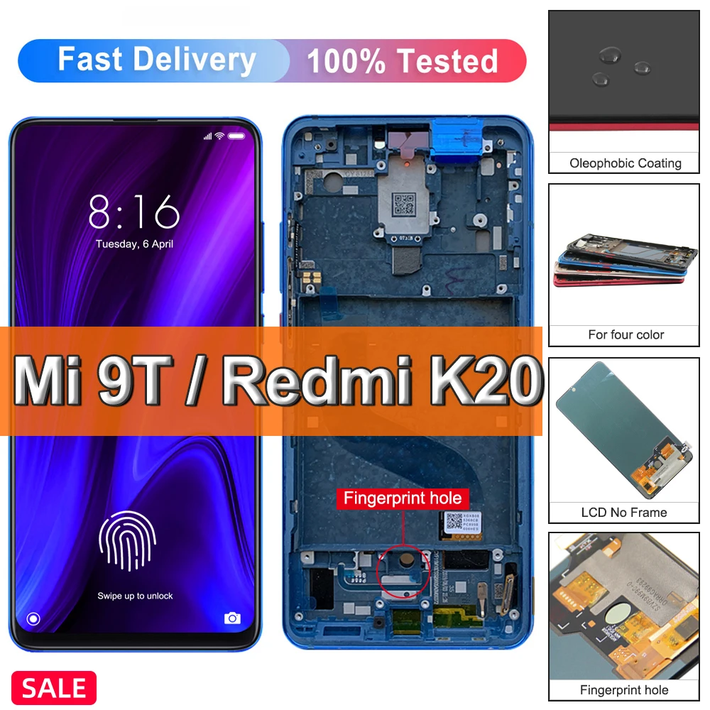 

6.39"Super Amoled For Xiaomi Mi 9T Pro And 9T Lcd Display Touch Screen Digitizer Assembly For Redmi K20 Pro Redmi K20 LCD Screen
