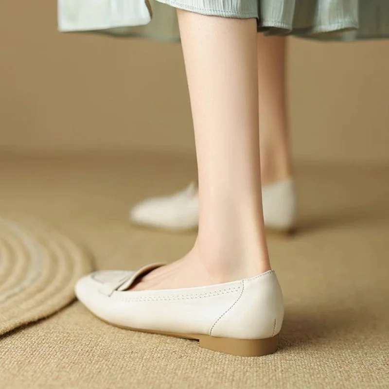 Туфли женские кожаные люксовые повседневные лоферы удобная уличная модная обувь