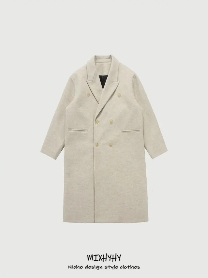 Mixhy зимнее утолщенное теплое стеганое шерстяное пальто средней длины мужская