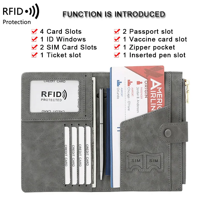 

Кошелек для паспорта с защитой от кражи и RFID-защитой, держатель для паспорта на молнии с пряжкой, дорожный бумажник, многофункциональная дорожная Сумка для документов