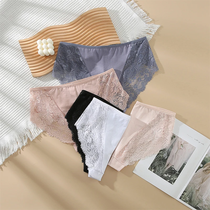 Женское кружевное привлекательное треугольное нижнее белье 3 шт. дышащие