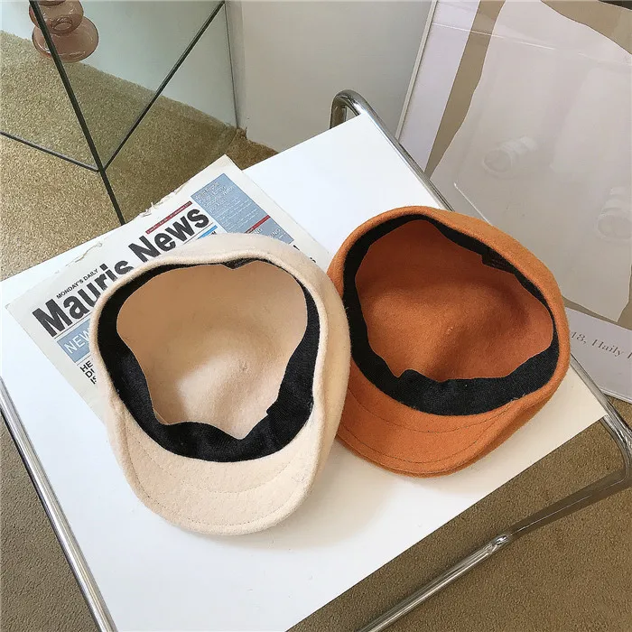 Однотонный шерстяной берет Женская осенне-зимняя британская ретро