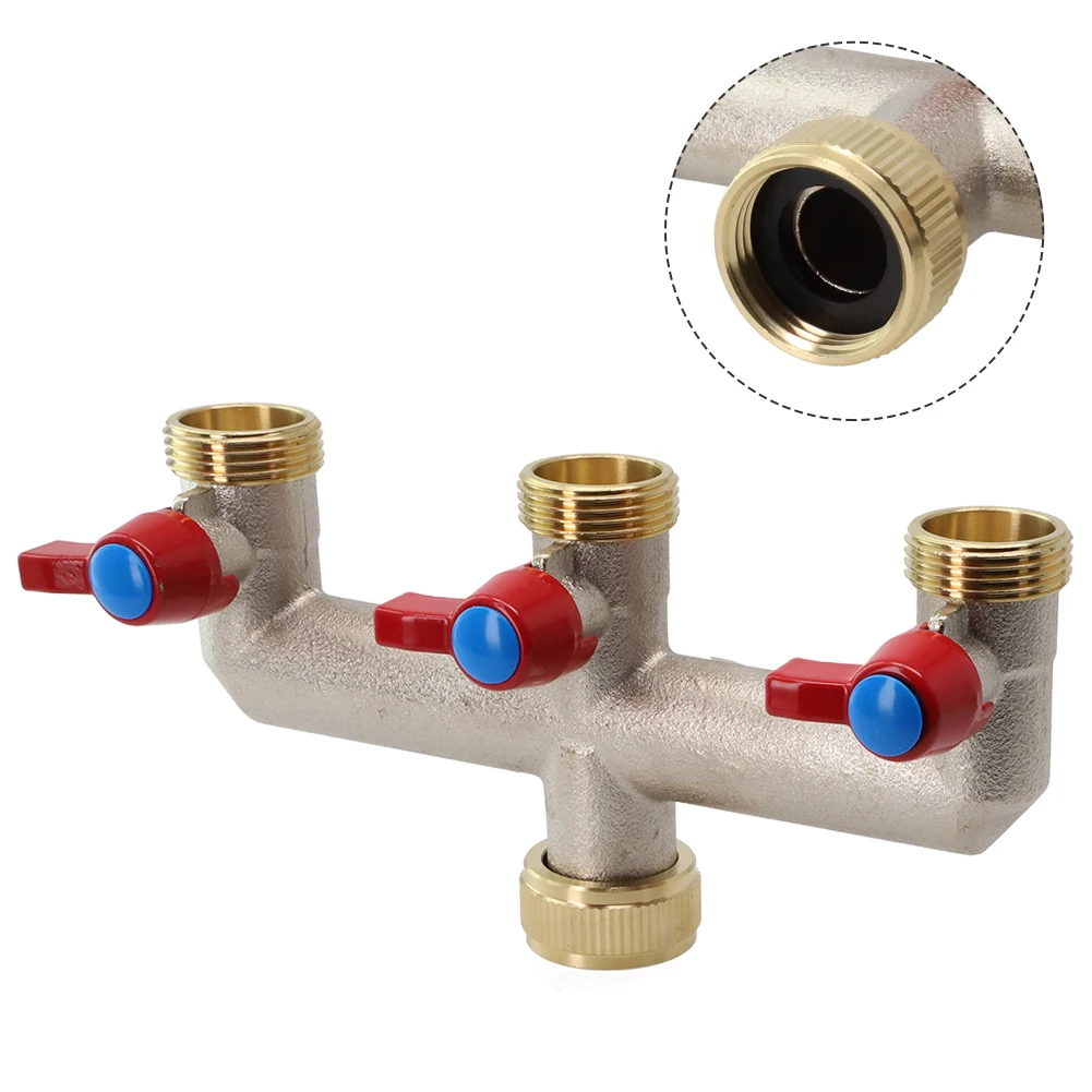 

Durable 3/4 Water Distributor Brass Hose Connector – 3 way Faucet Distributor for Efficient Irrigation in Lawn & Garden