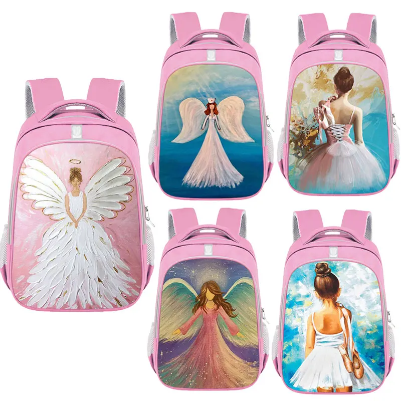 

Angel Fairy Painting Print Backpack Girls Ballet Dancer School Bag Casual Daypack Children School Bags Teenager Girls Bookbag