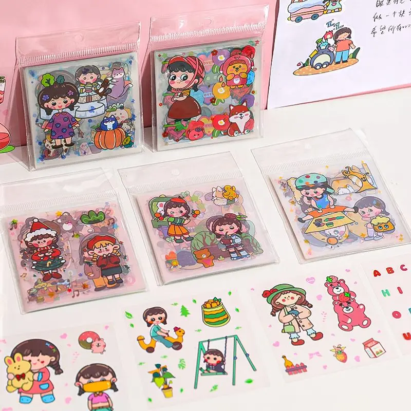 

20 Sheets a Bag Cartoon Stickers Girl Waterproof Decorative Pattern Cute Hand Account Diy Student Stationery Sticker