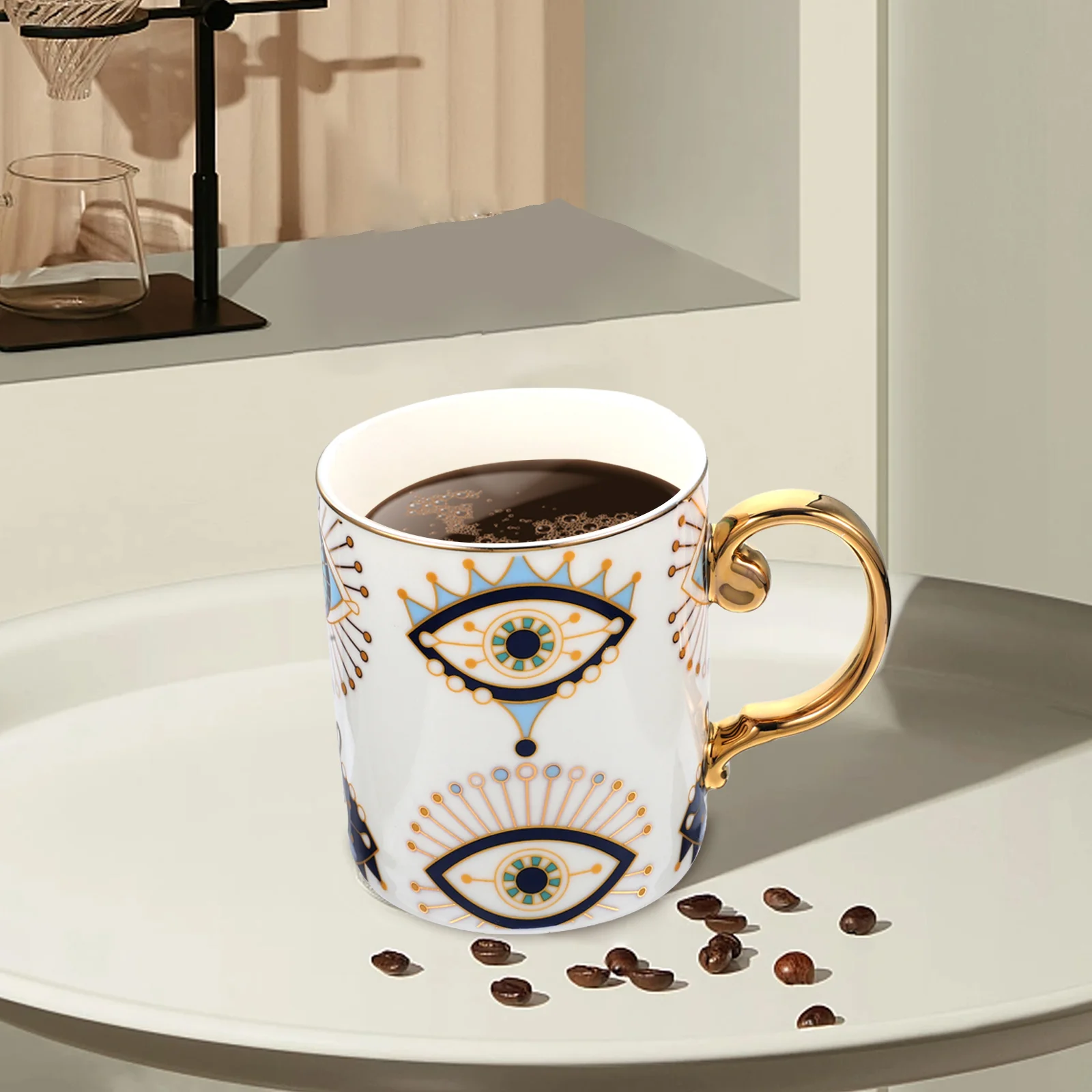 

Large Milk Mug Latte Mugs Capacity Coffee Cup Teacup Evil Eye Breakfast Ceramic