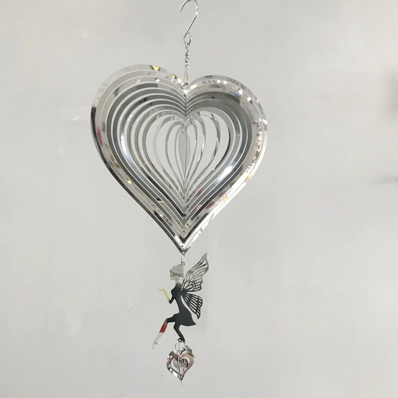 

Fairy Heart Shape Wind Spinner Garden Wind Chimes Hanging Decoration Outdoor Wedding Wind Bell Rustic Farm Home Room Decor