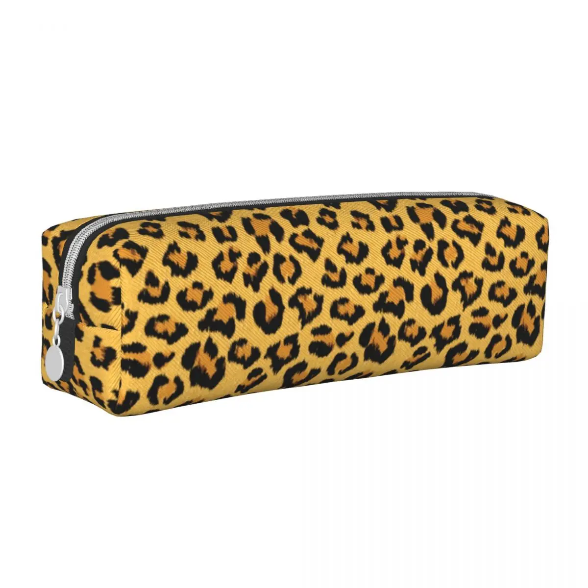 

Classic Leopard Square Pencil Case Faux Fur Animal Print University For Teens Leather Pencil Box Cute Zipper Pen Organizer