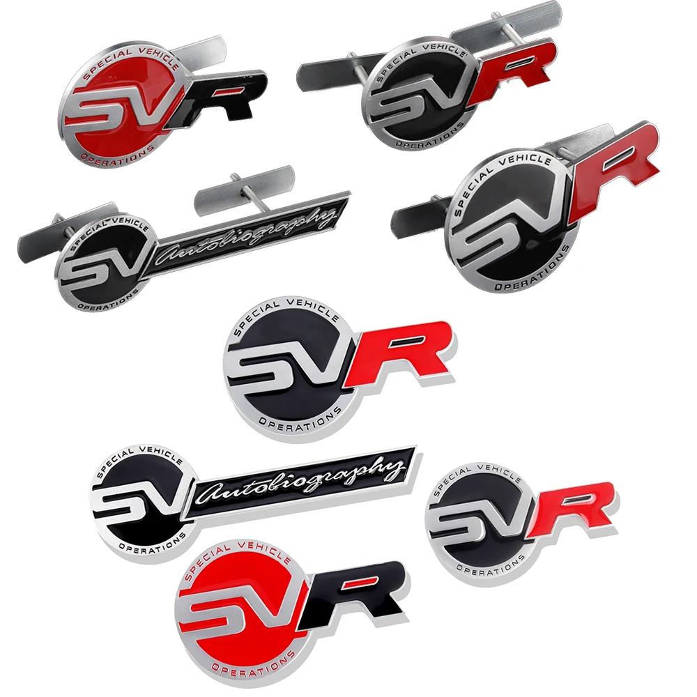 

3D Metal SVR Car Body Stickers Front Grill Badges Auto Styling Accessories For Land Rover Range Rover Sport Freelander 2 Evoque