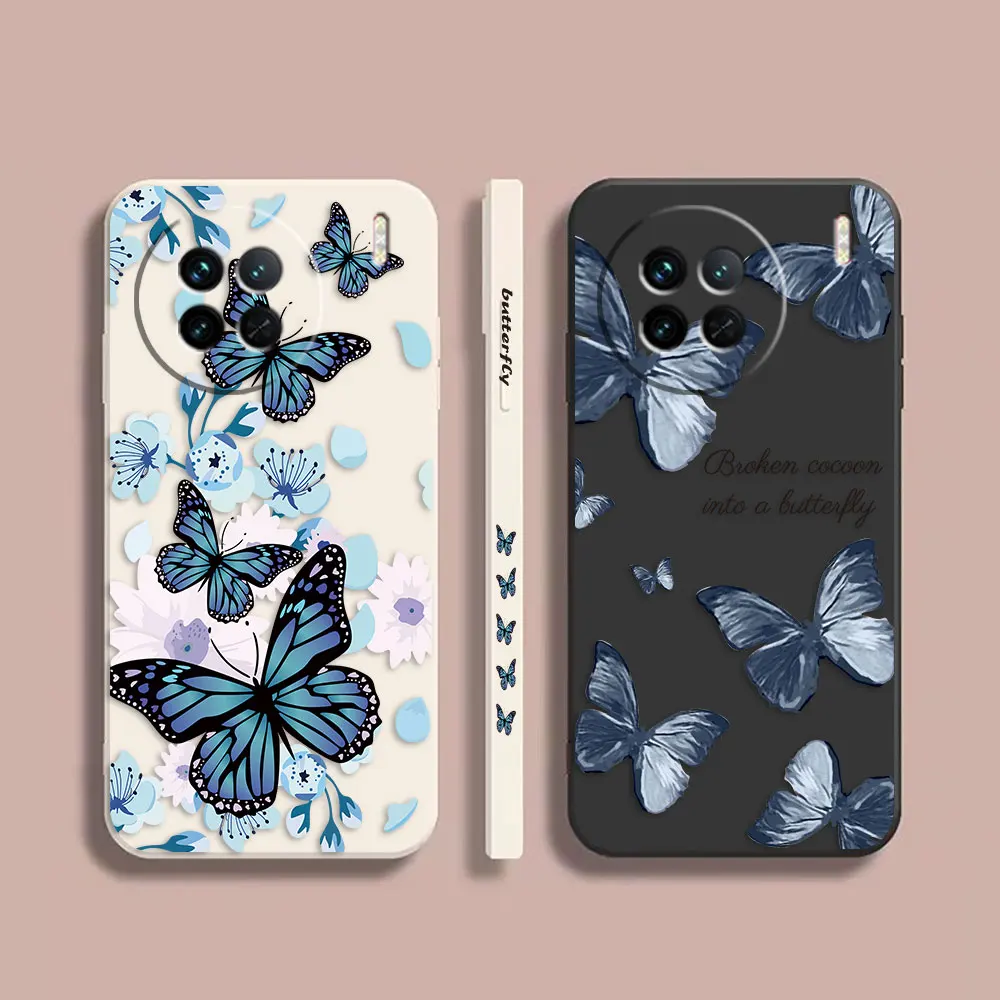 

Case For VIVO X21I X21S X23 X27 X30 X50 X60 X70 PRO PLUS Colour Simple Liquid Silicone Case Pretty Blue Purple Butterfly