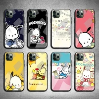cartoon pochaccos phone case tempered glass for iphone 13 12 11 pro mini xr xs max 8 x 7 6s 6 plus se 2020 cover