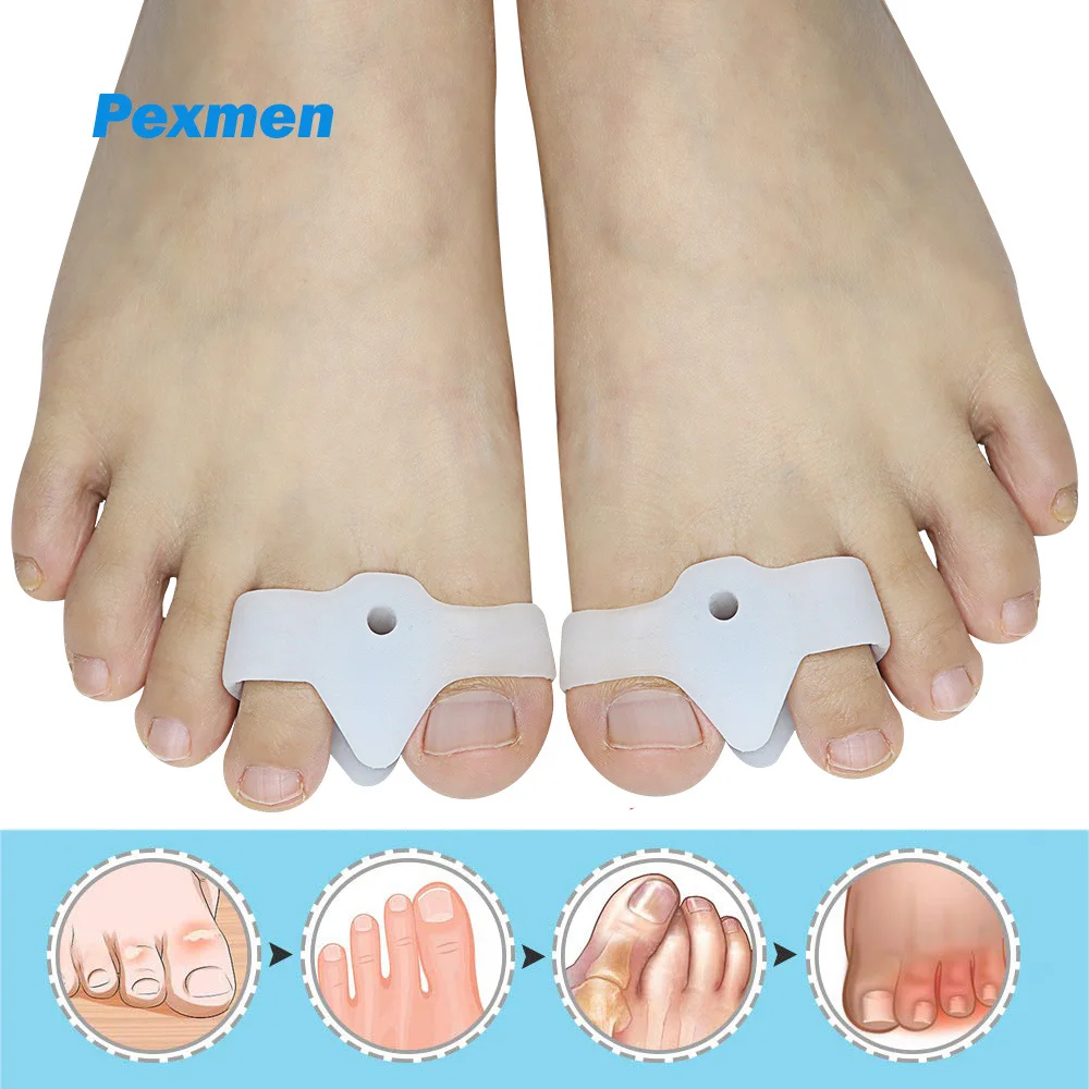

Pexmen 2Pcs Gel Toe Separators Toe Spacers Straightener Bunions Corrector for Hammer Toe and Overlapping Toes Reduce Friction