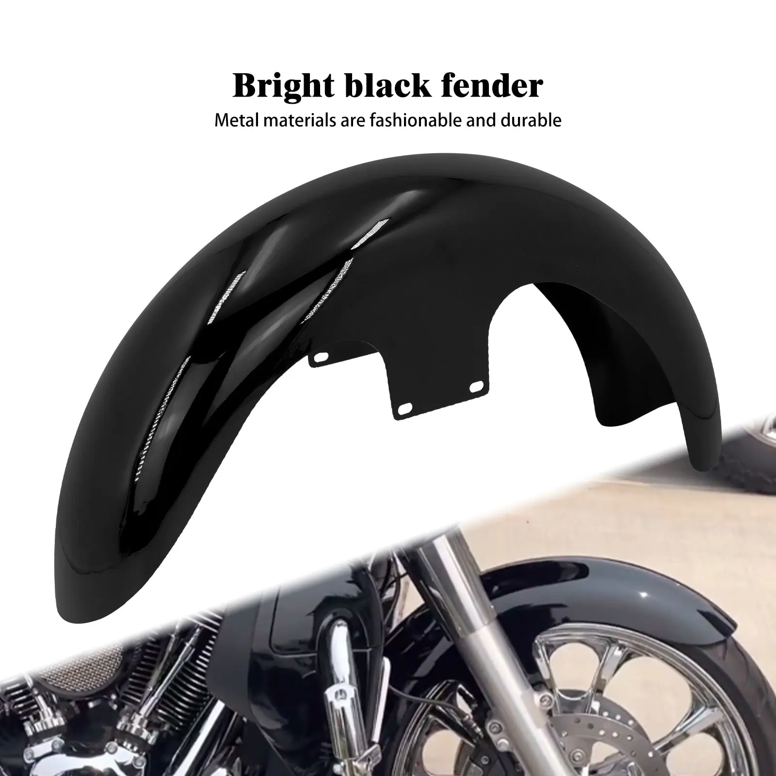 

21'' Motorcycle Bright Black Wrap Front Fender For Harley Touring Bagger Custom Street Glide Road King Ultra FLTR FLHT 2014-2021