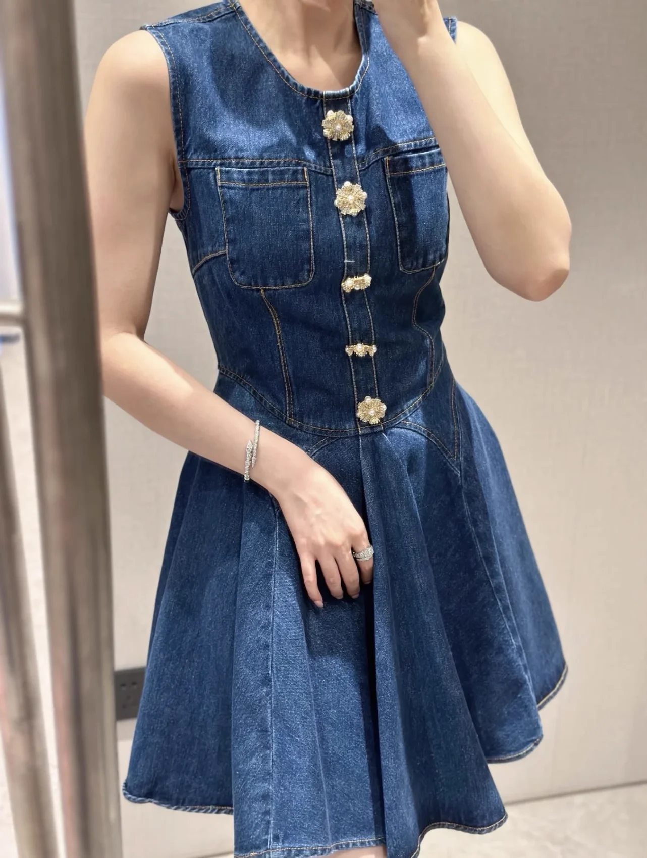 Мини-платье для женщин весна-лето винтажные халаты без рукавов с круглым вырезом