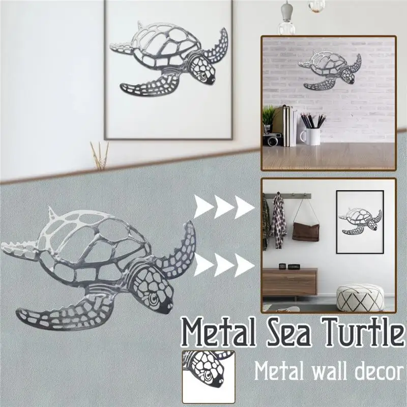 

Figurines Miniatures Crafts Metal Beach Theme Decor Wall Wrought Iron Turtle Ornaments Wall Hanging Home Garden Balcony Decor
