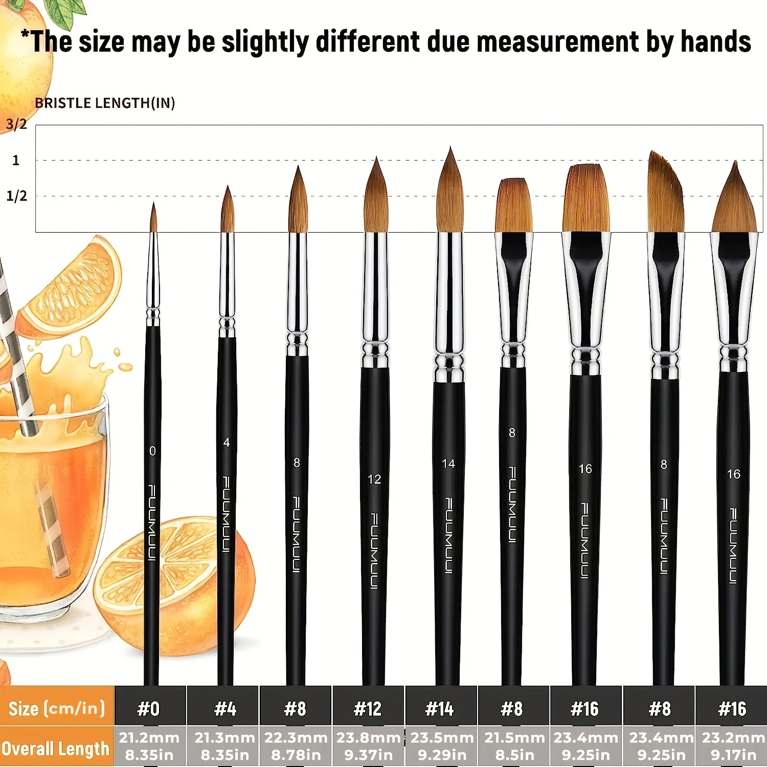 Kolinsky акварельные кисточки Set-9pcs профессиональные искусственные волосы для