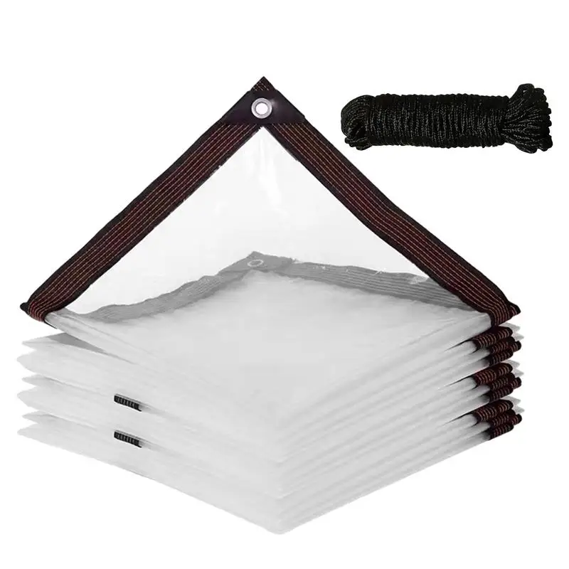 

Transparent Tarp Waterproof PVC Tarpaulin With Metal Eyelets Outdoor Tarpaulin Cover For Barns Greenhouse Porches Decks Garden