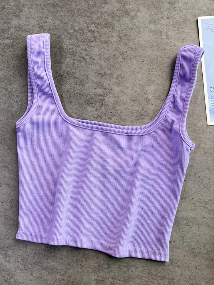 

Heliar Summer 2022 Tank Tops Women Sexy Sleeveless Crop Tank Top For Women Basic Solid Crop Tops Square Neck Plain Crop Tops