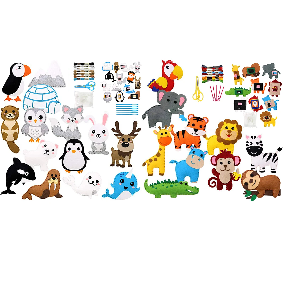 

L набор для шитья животных для детей, сафари, джунгли/полярные животные, набор для рукоделия, мягкие животные, войлочные плюшевые украшения, ...