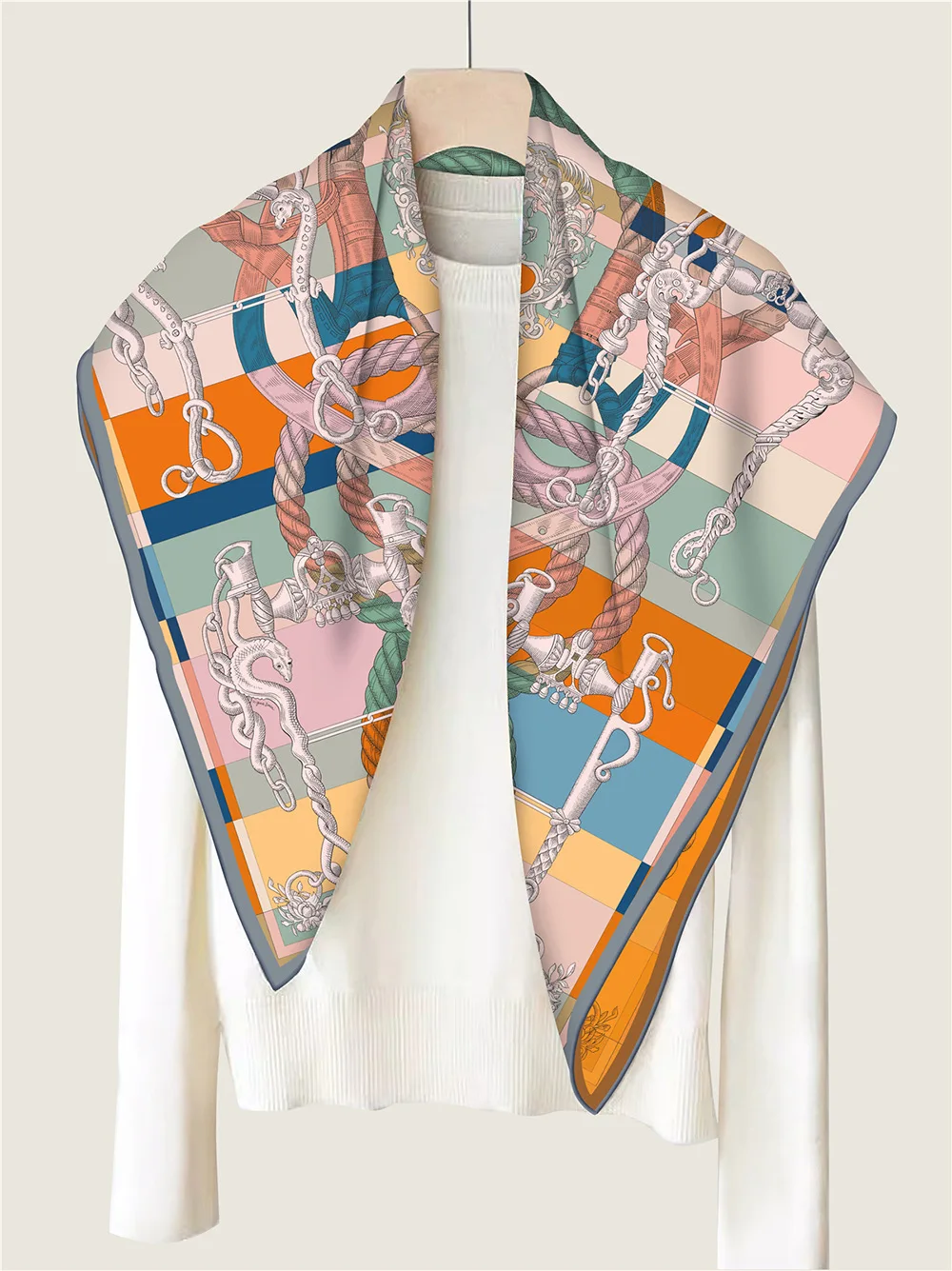 Роскошный саржевый шелковый шарф с двойным принтом 90 см квадратные банданы