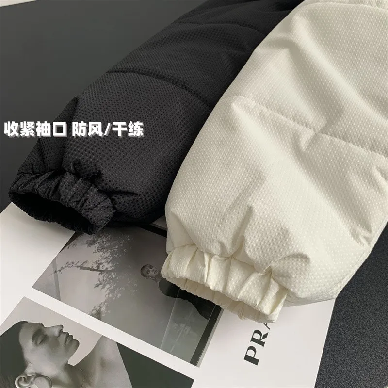 Detachable Sleeve Two-wear Winter American Retro Stand-up Collar Letter Couple Warm Cotton Coat Casual Loose Down Cotton Winter
