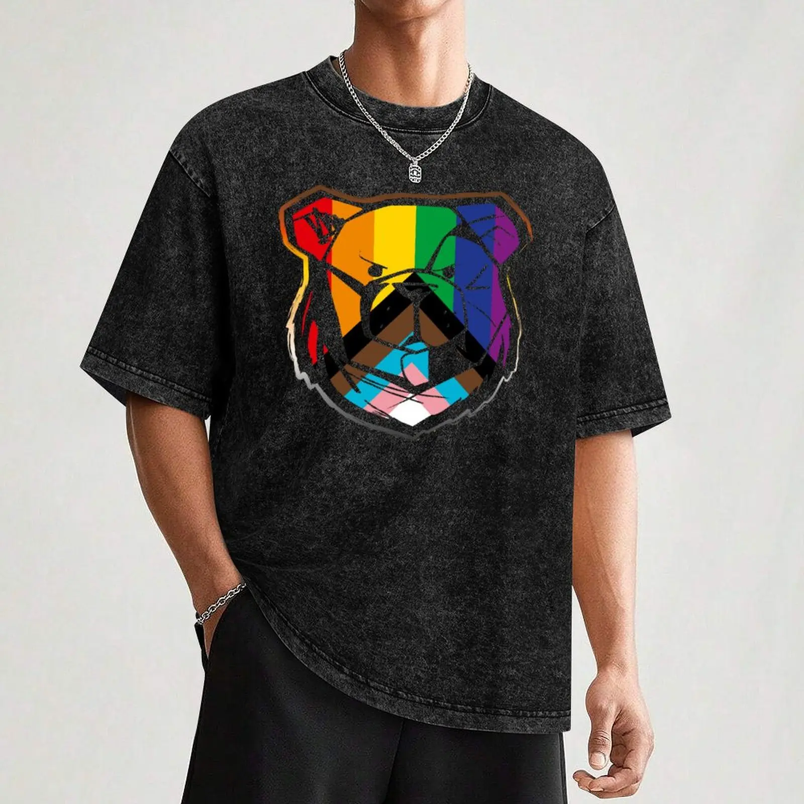 Фото Футболка ROBUST BEAR PRIDE FACE 03, мужская футболка из 100% хлопка, роскошная брендовая хлопковая футболка, 100% футболка №3