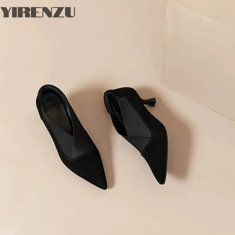 Женские туфли на шпильке с острым носком замшевые лоферы зимние дизайнерские