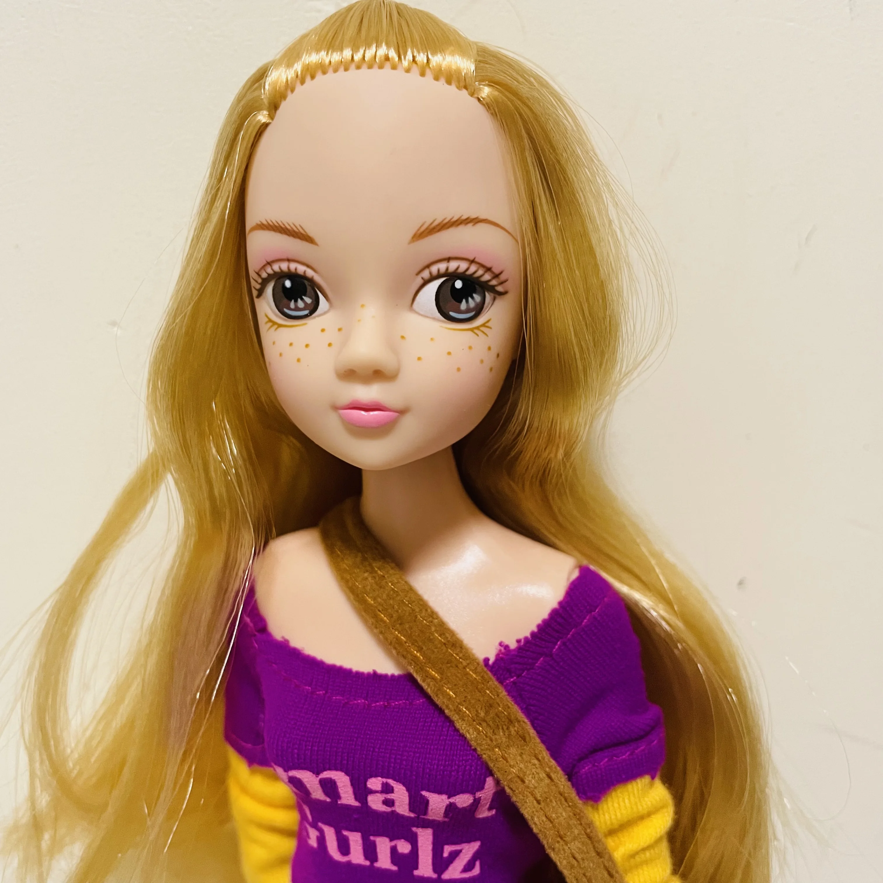 

28cm Original dolls Beautiful Casual suit Long blond hair girl doll 10 Joints purple Old Doll doll Best Gift