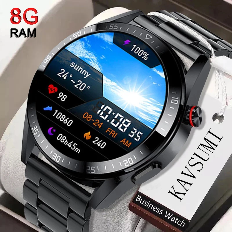 

2023 New 8G Memory Smart Watch AMOLED 454*454 HD Always Display The Time Bluetooth Call Smartwatch For Men Huawei TWS Earphones