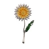 cindy xiang green leaf yellow dandelion flower enamel brooches women mens wedding plants pins party gifts high quality