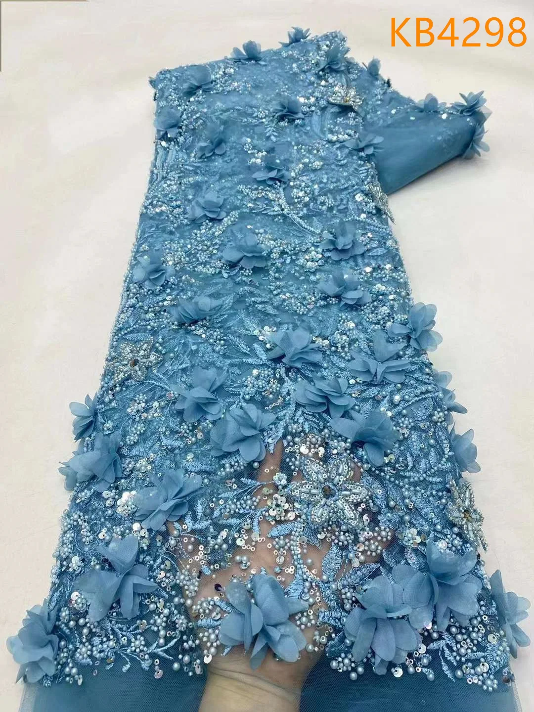 Кружевная ткань с зелеными блестками Новые африканские ткани 2024 белый тюль 3D